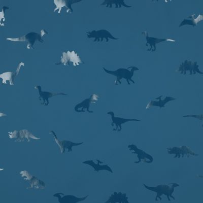 Tissu Imperméable dino brillant Timo sur fond Bleu pétrole - Par 10 cm