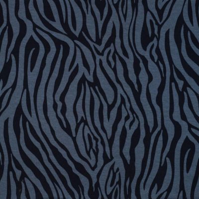 Tissu Sweat envers molleton Zébré sur fond Bleu marine - Par 10 cm