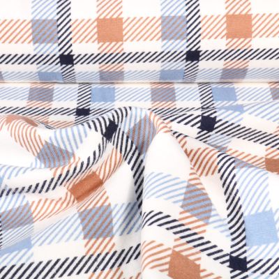 Tissu Flanelle de Coton Lilou sur fond Bleu - Par 10 cm