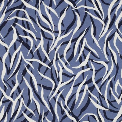 Tissu Viscose Popeline Stretch Trigre sur fond Bleu - Par 10 cm