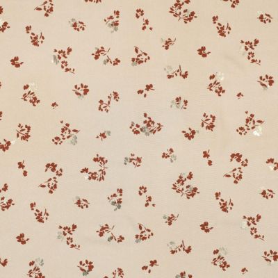 Tissu Viscose Maricka sur fond Ecru - Par 10 cm