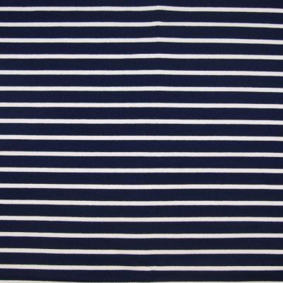 Tissu Jersey Coton Marnière sur fond Bleu marine - Par 10 cm