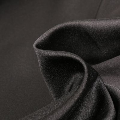 Tissu Micro Satin Royal toucher soie uni Noir - Par 10 cm
