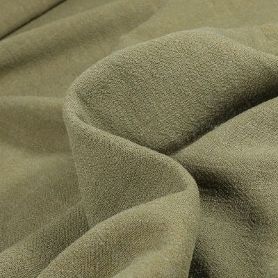 Tissu Lin lavé Viscose uni Vert kaki clair - Par 10 cm