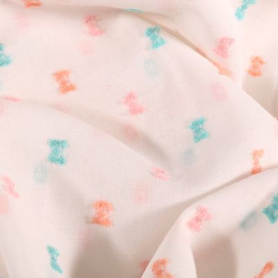 Tissu Plumetis Coton léger Petits nœuds pastels sur fond Blanc - Par 10 cm