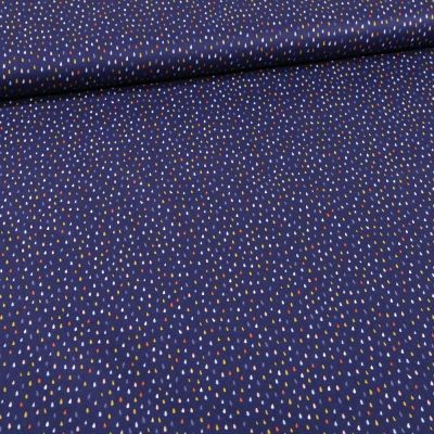 Tissu Coton imprimé Gouttes colorés sur fond Bleu marine - Par 10 cm
