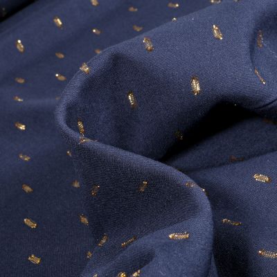 Tissu Viscose Pointillés lurex sur fond Bleu marine - Par 10 cm