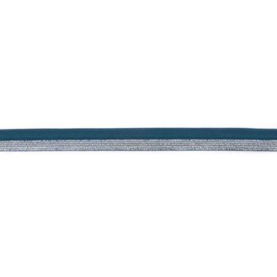 Biais Élastique Plat Lurex 17 mm Pétrole x 1m