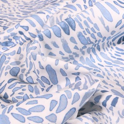 Tissu Coton imprimé Frou-Frou Faune bleu ciel sur fond Blanc - Par 10 cm