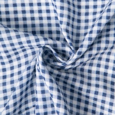 Tissu Double gaze de Coton Mini Vichy sur fond Bleu marine - Par 10 cm