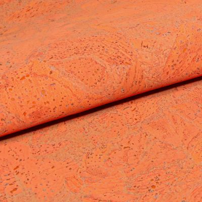 Tissu Liège Teinté sur fond Orange - Par 10 cm