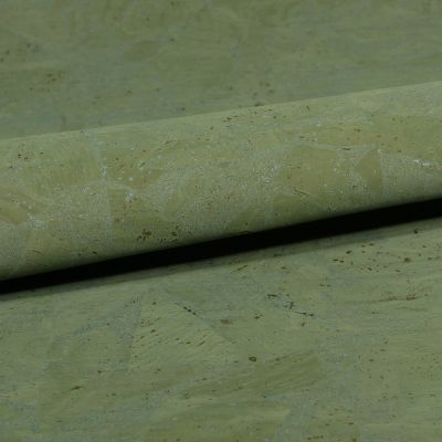 Tissu Liège Teinté sur fond Vert kaki - Par 10 cm