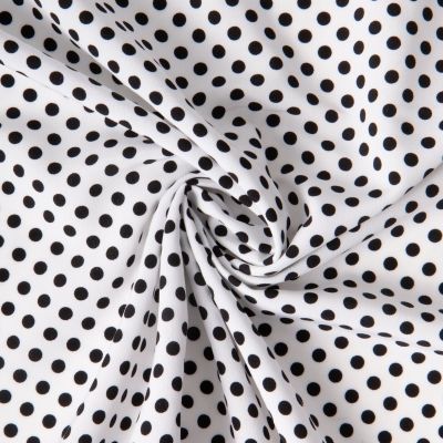 Tissu Mousseline lourde Koshibo pois noir sur fond Blanc - Par 10 cm