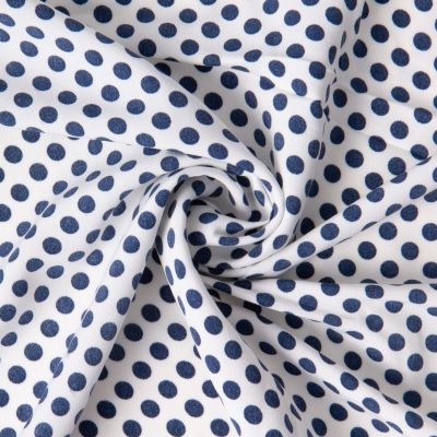 Tissu Mousseline lourde Koshibo pois marine sur fond Blanc - Par 10 cm