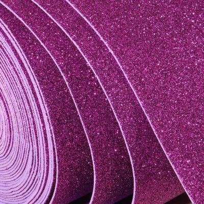 Mousse Eva pailletée 2 mm Mauve - Par 10 cm