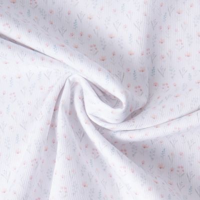 Tissu Pique de Coton  Nube flora sur fond Blanc - Par 10 cm