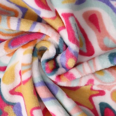 Tissu Doudou Cosmic Pop sur fond Blanc - Par 10 cm