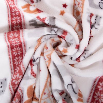 Tissu Doudou imprimé Animaux et étoiles sur fond Blanc - Par 10 cm