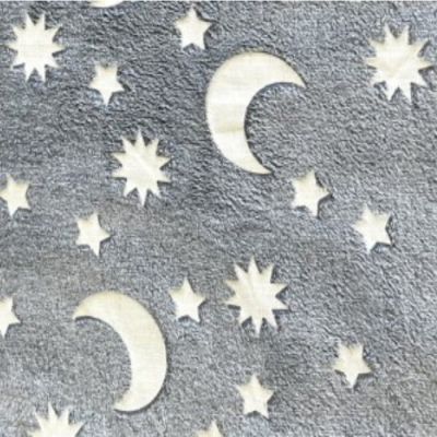 Tissu Doudou imprimé Etoiles sur fond Gris - Par 10 cm