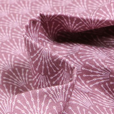 Tissu Coton imprimé Bio Eventails sur fond Vieux rose - Par 10 cm
