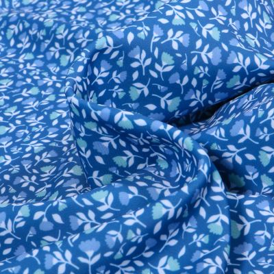 Tissu Lycra maillot de bain Flores sur fond Bleu - Par 10 cm