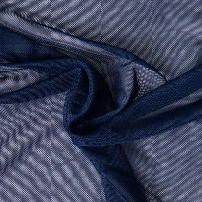 Tissu Tulle extensible d&#039;habillement uni Bleu marine - Par 10 cm