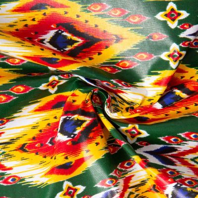 Tissu Wax africain n°661 sur fond Vert - Par 10 cm