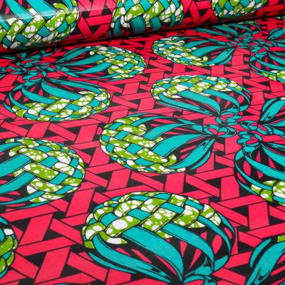 Tissu Wax africain n°  720 sur fond Noir - Par 10 cm