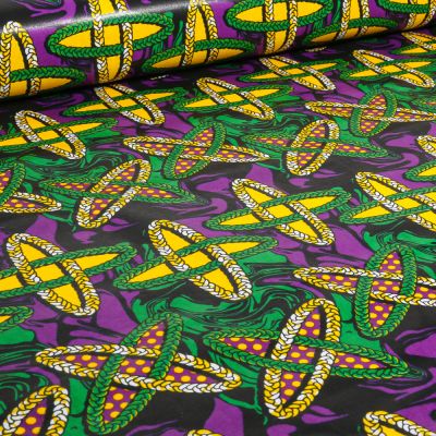 Tissu Wax africain n°  739 sur fond Noir - Par 10 cm