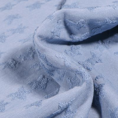 Tissu Jersey Coton Etoiles en relief Elisa Bleu - Par 10 cm
