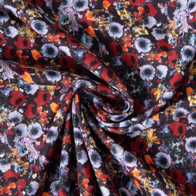 Tissu Viscose Twill Maria fleurs bohème sur fond Noir - Par 10 cm
