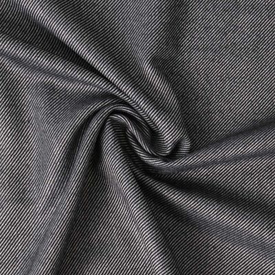 Tissu twill Bamboo et polyester recyclé rayures Noires sur fond Bleu - Par 10 cm