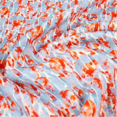 Tissu Viscose Lin noé sur fond Bleu - Par 10 cm