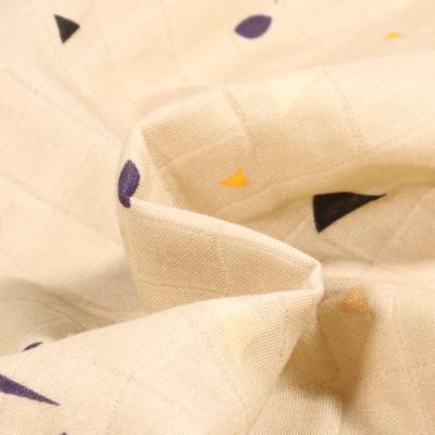 Tissu Lange Formes abstraites sur fond Ecru - Par 10 cm