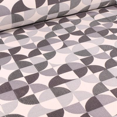 Tissu Jacquard  Formes abstraites sur fond Blanc cassé - Par 10 cm
