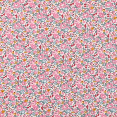 Tissu Liberty of London New Betsy Ann Bleu gris et rose - Par 10 cm