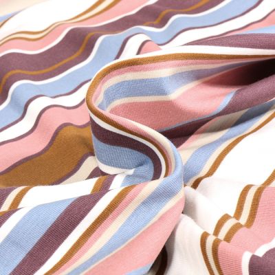 Tissu Jersey Coton Reyma sur fond Rose - Par 10 cm
