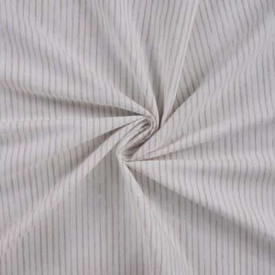Tissu Popeline de  Coton  rayures taupes Zira sur fond Blanc cassé - Par 10 cm