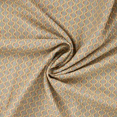Tissu Voile de Coton digital brodé Milo motif Aztèque sur fond Jaune - Par 10 cm