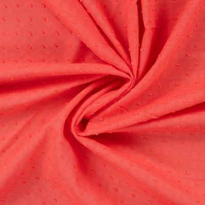 Tissu Voile de Coton Plumetis uni Goyave - Par 10 cm