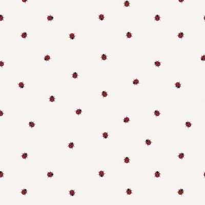 Tissu Jersey Velours tout doux Coccinelles rouges sur fond Blanc cassé - Par 10 cm