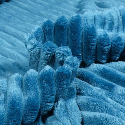 Tissu Minky Ultra doux uni côtelé envers doudou Bleu pétrole - Par 10 cm