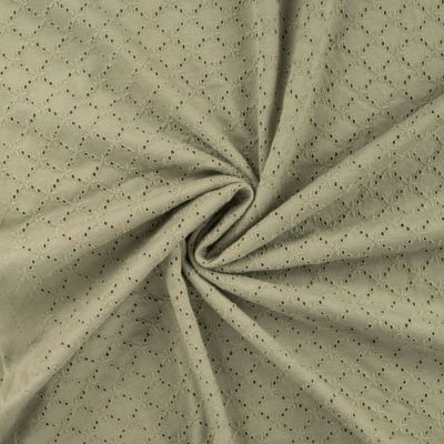 Tissu Coton Jersey brodé uni Vert kaki - Par 10 cm