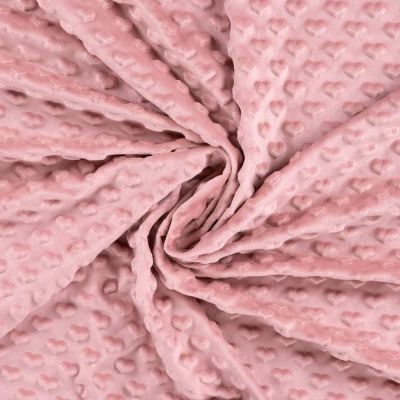 Tissu Minky Ultra doux Coeurs uni coeurs sur fond Rose blush - Par 10 cm