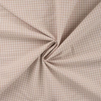 Tissu Seersucker Carreaux Vichy Beige - Par 10 cm
