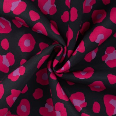 Tissu Softshell Digital Lua Fuschia sur fond Noir - Par 10 cm