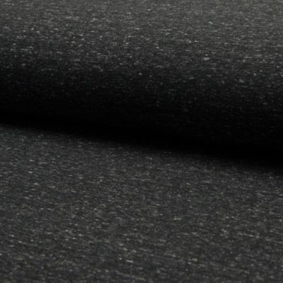 Tissu Sweat envers tout doux chiné Noir - Par 10 cm