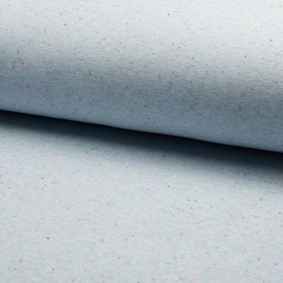 Tissu Sweat chiné  multicolore envers minky Bleu ciel - Par 10 cm