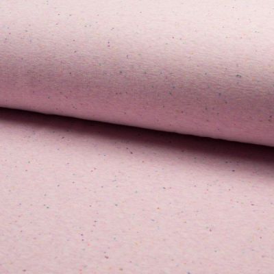 Tissu Sweat chiné  multicolore envers minky Rose - Par 10 cm