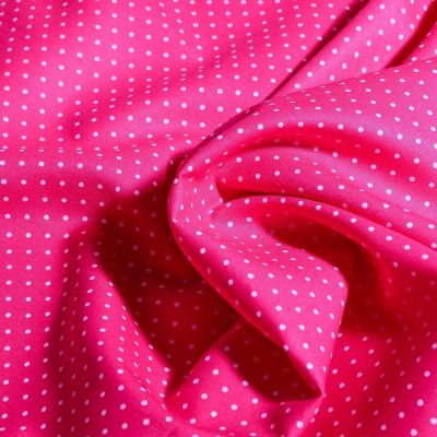 Tissu Coton imprimé Mini pois 2 mm sur fond Rose fuchsia - Par 10 cm